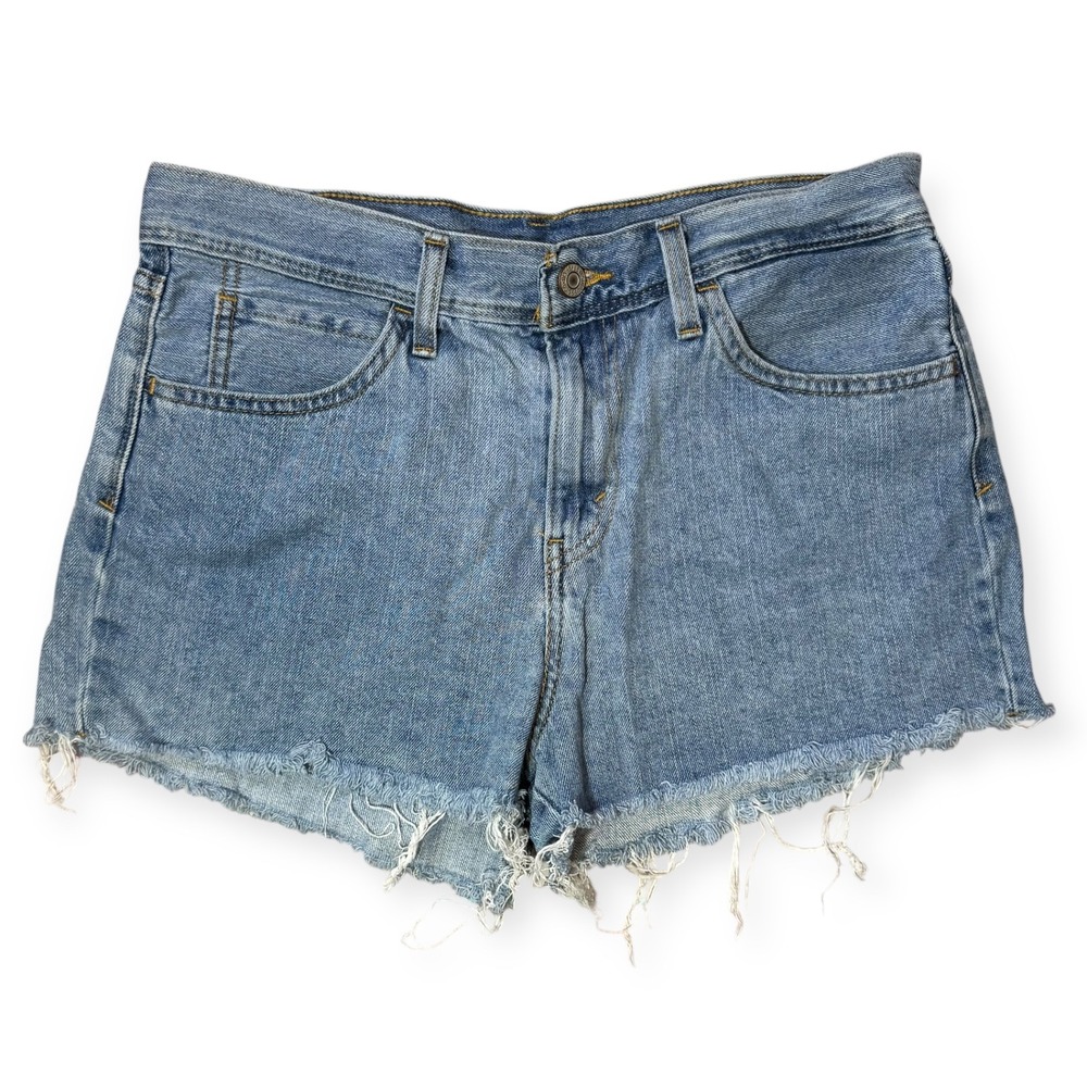 Levis Denim Jean Shorts Frayed Hem Womens Light Wash‎ Blue Size 31